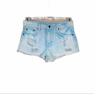 Forever 21 Aqua Blue Distressed Denim Shorts